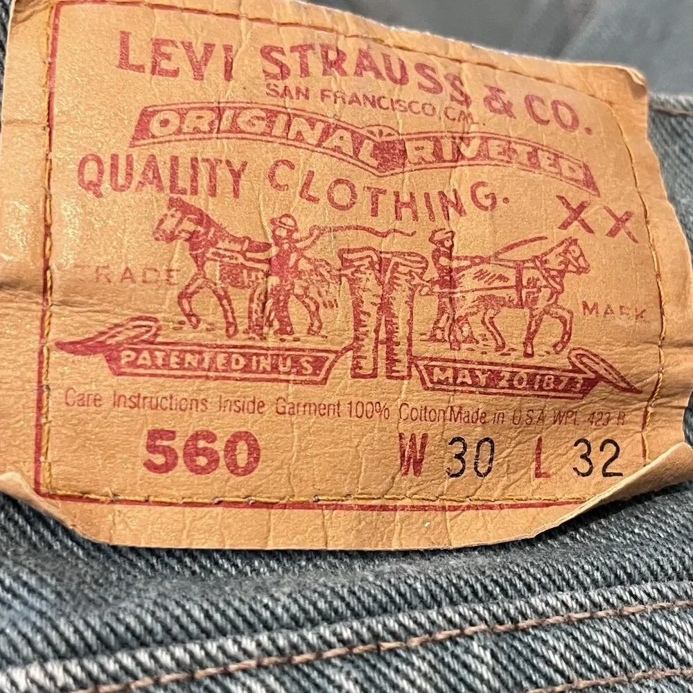 Vintage Men’s Levi’s 560 Jeans 30x31.5 Green Tapered USA Made 80s Baggy Cotton